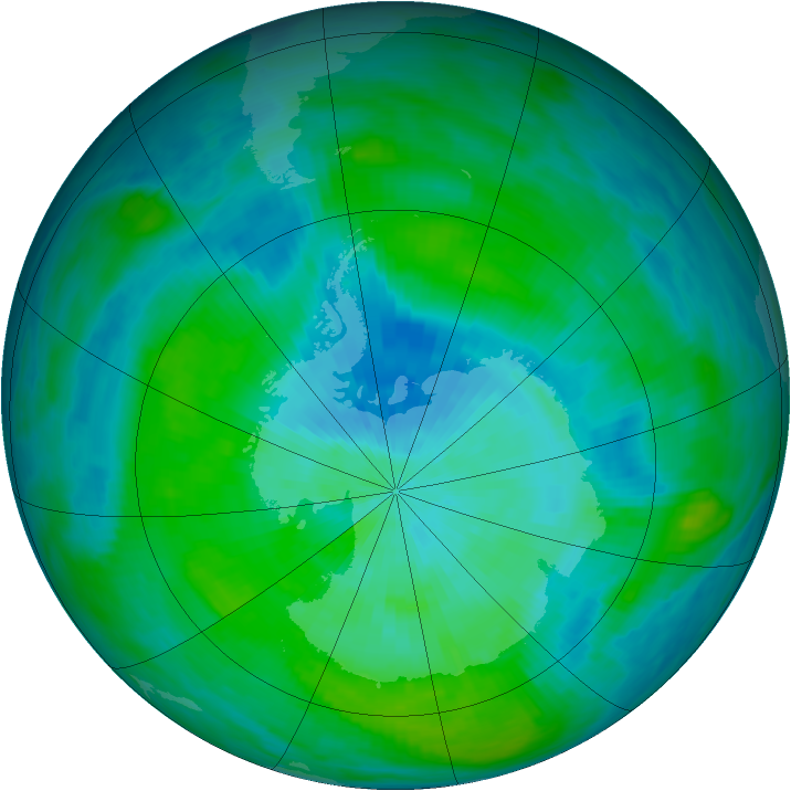 Antarctic ozone map for 06 March 1982